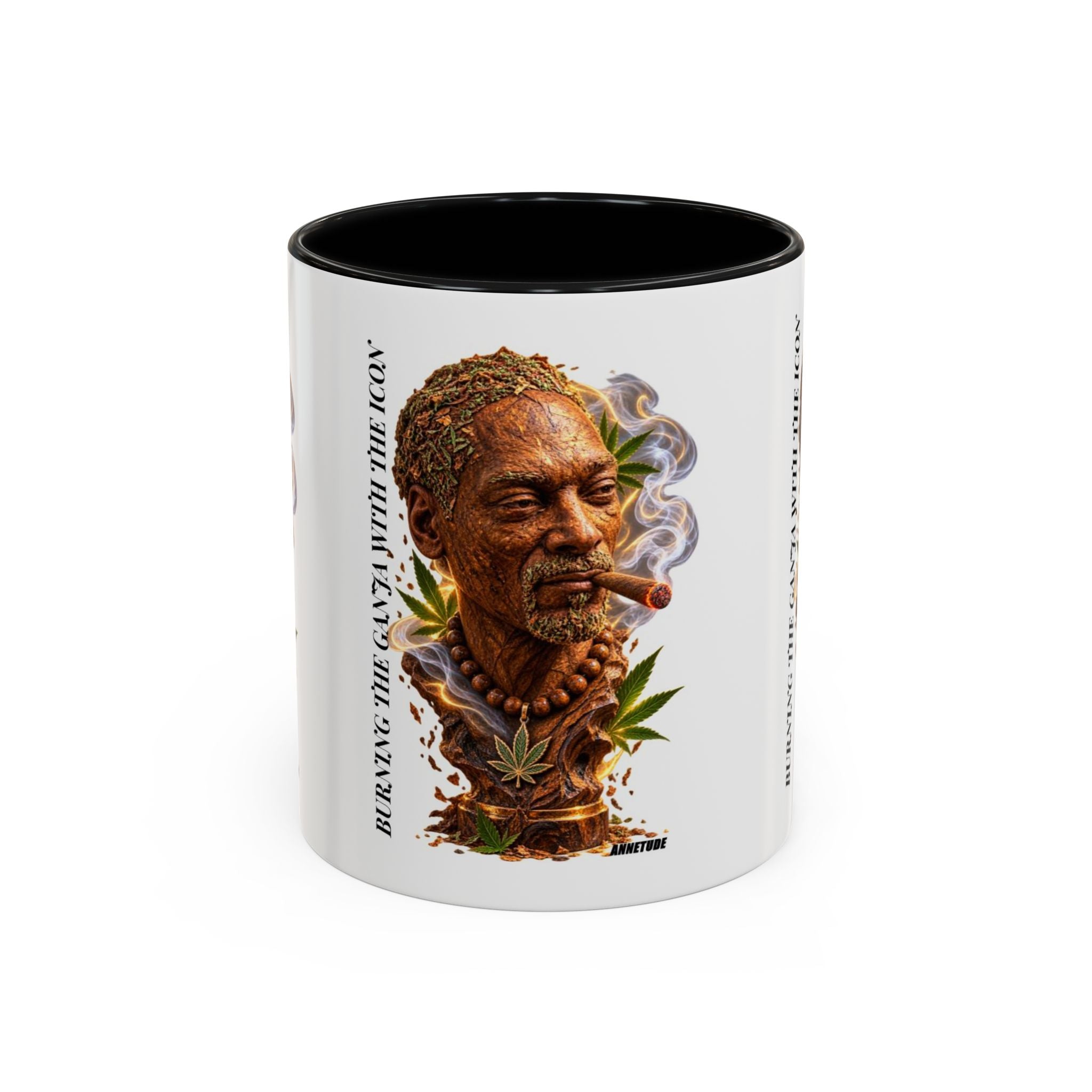 Snoop Stoner Art Coffee Mug with laid-back portrait and colored interior