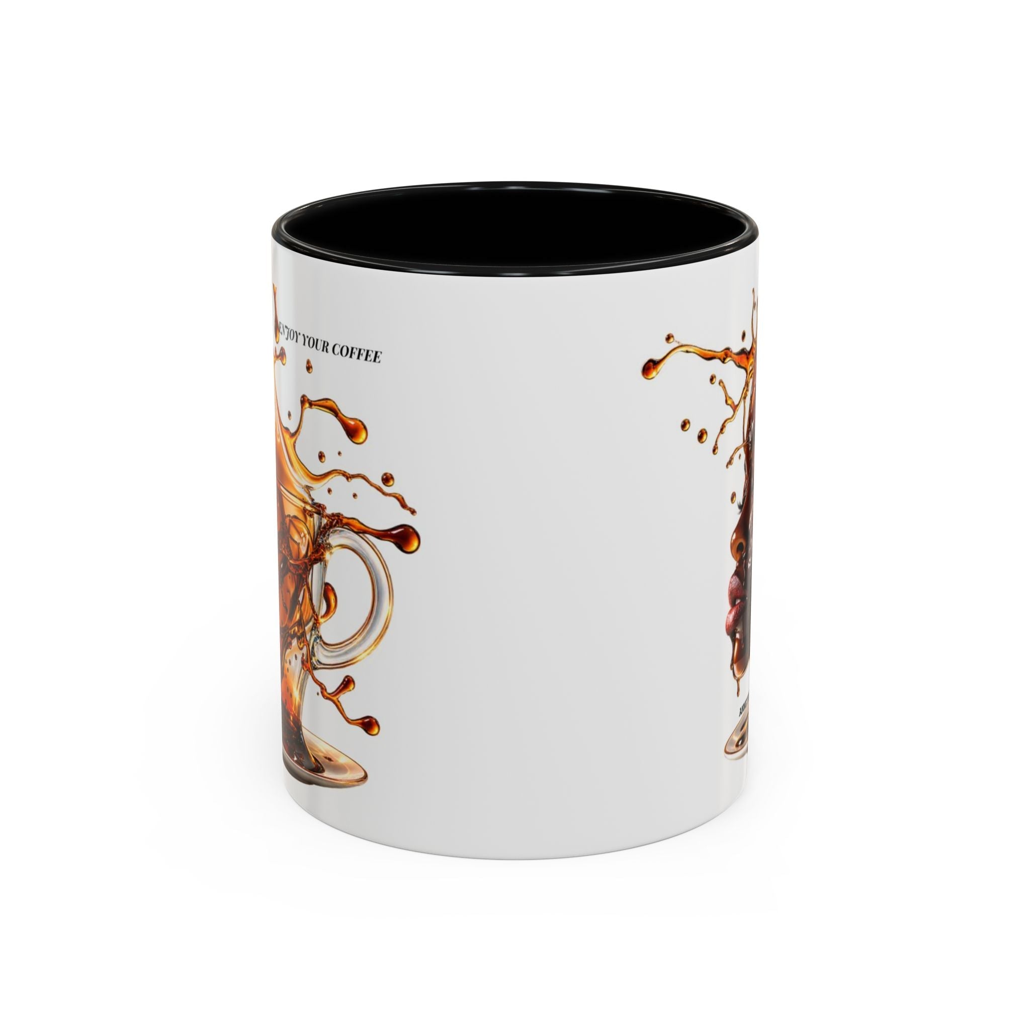 Coffee Splash Accent Mug — "Savor the Coffee" artistic drip design ceramic mug