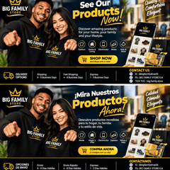 Promotional image for Big Family Store showcasing products in various categories with the tagline 'See Our Products Now!'.