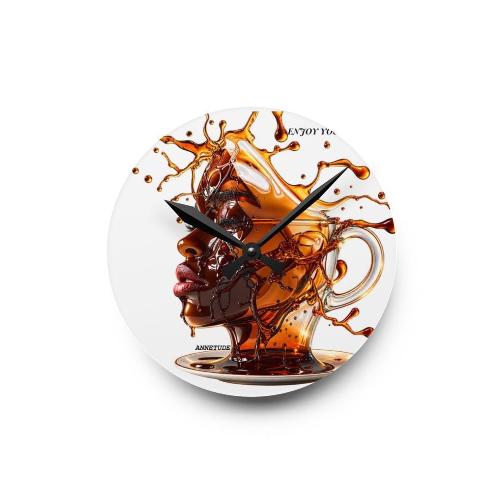 Acrylic Wall Clock — Artistic Coffee Splash Portrait Wall Clock