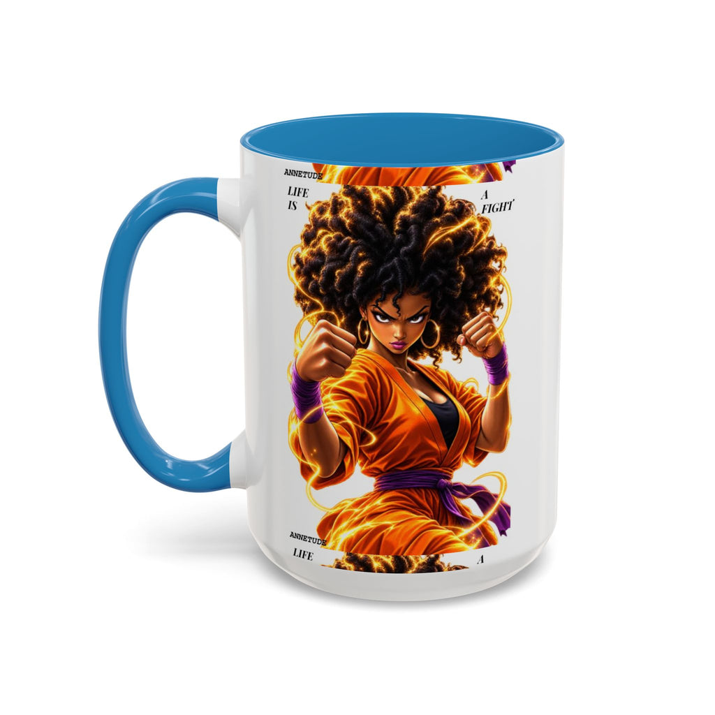 Coffee Mug — Fierce Afro Warrior Illustration Accent Mug (11/15oz)