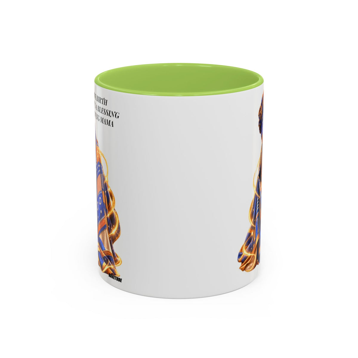 Mama & Baby Accent Coffee Mug — "Give Birth, It’s a Blessing, Young Mama"