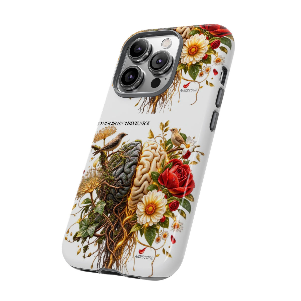 Phone Case — Floral Brain Illustration Protective Cover