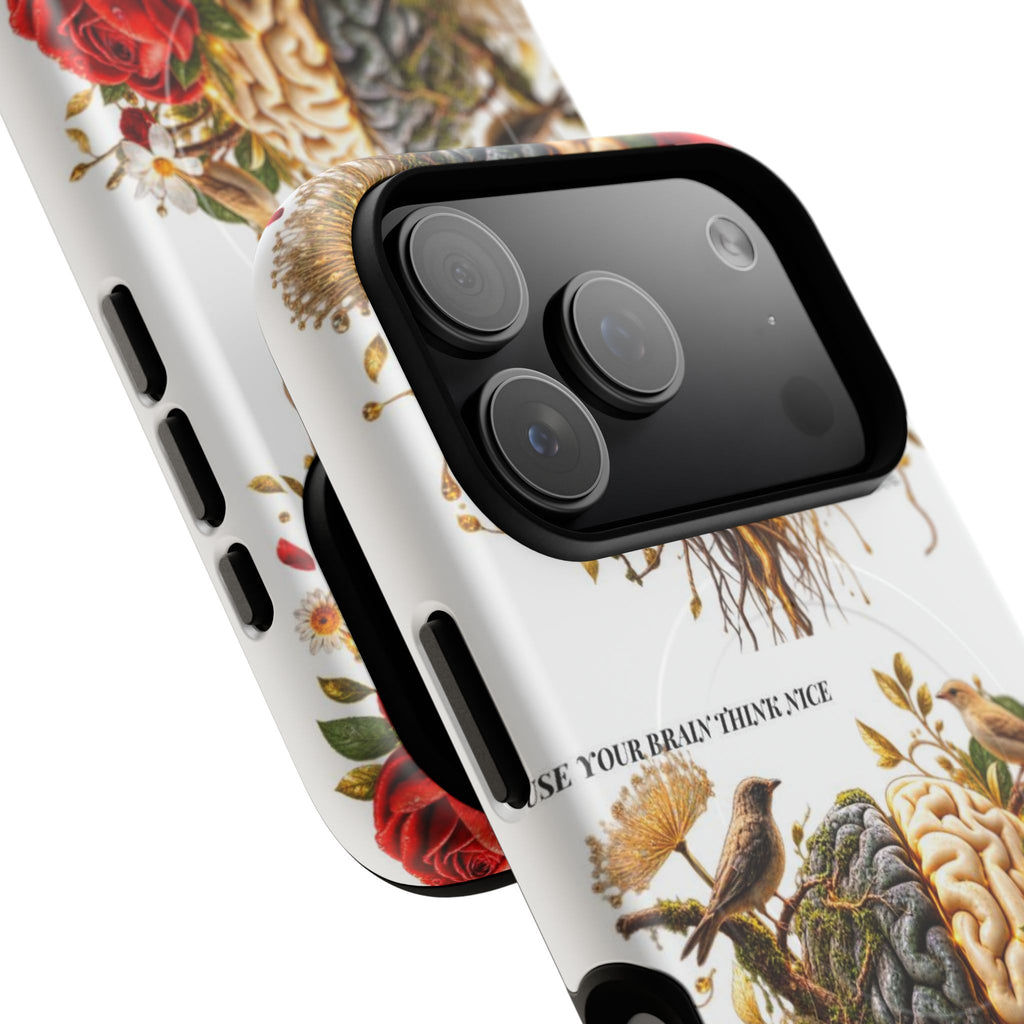 Phone Case — 'Use Your Brainy Think, Son' Floral Brain Magnetic Case