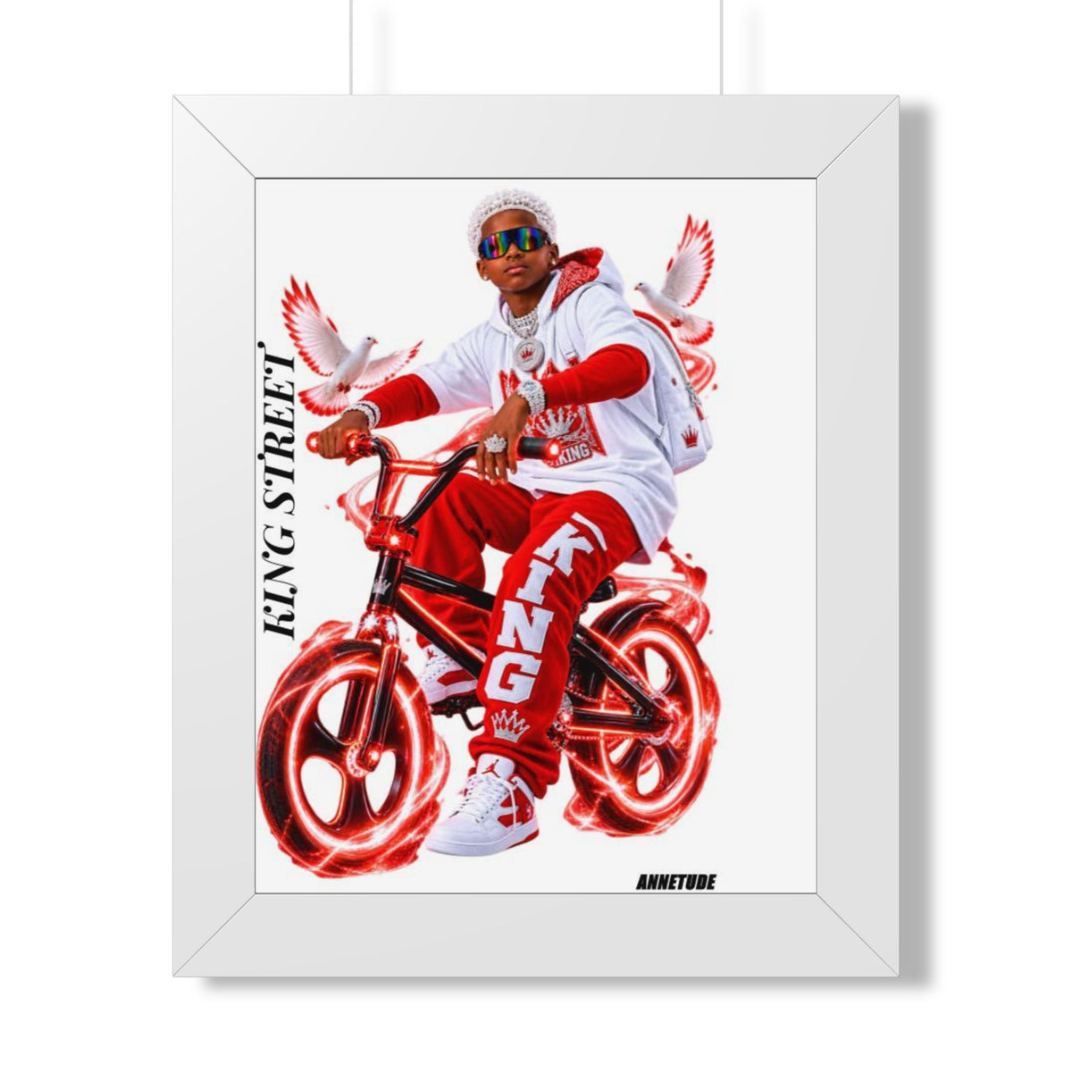 Framed Poster — 'King Street' Red BMX Urban Art Print