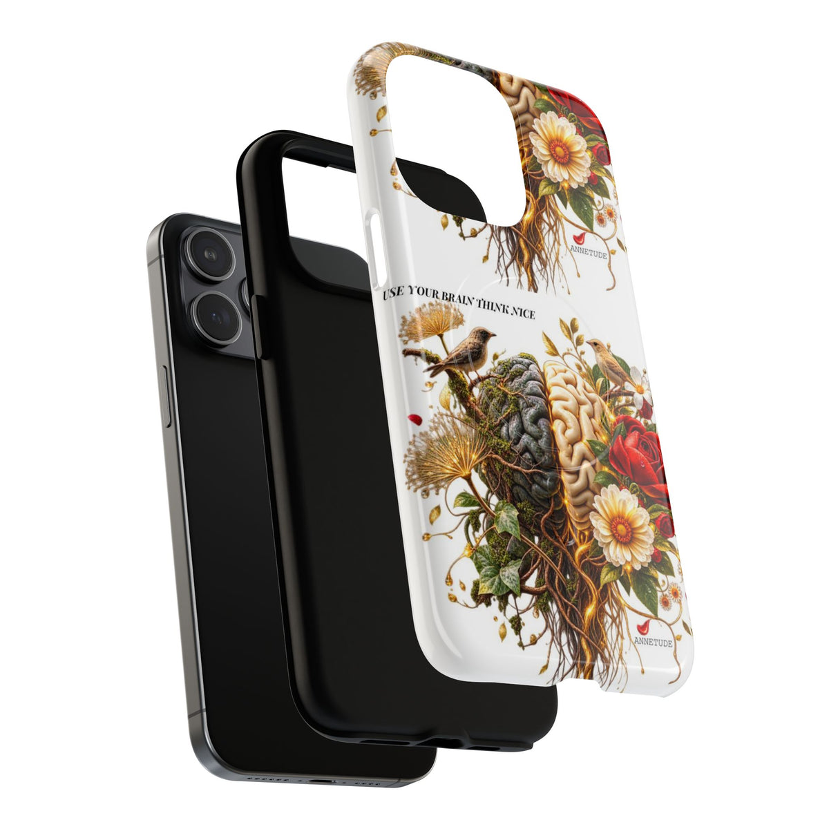Phone Case — 'Use Your Brainy Think, Son' Floral Brain Magnetic Case