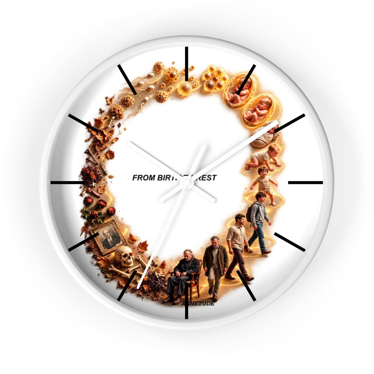 Wall Clock — 'From Birth to Rest' Time Cycle Decorative Clock