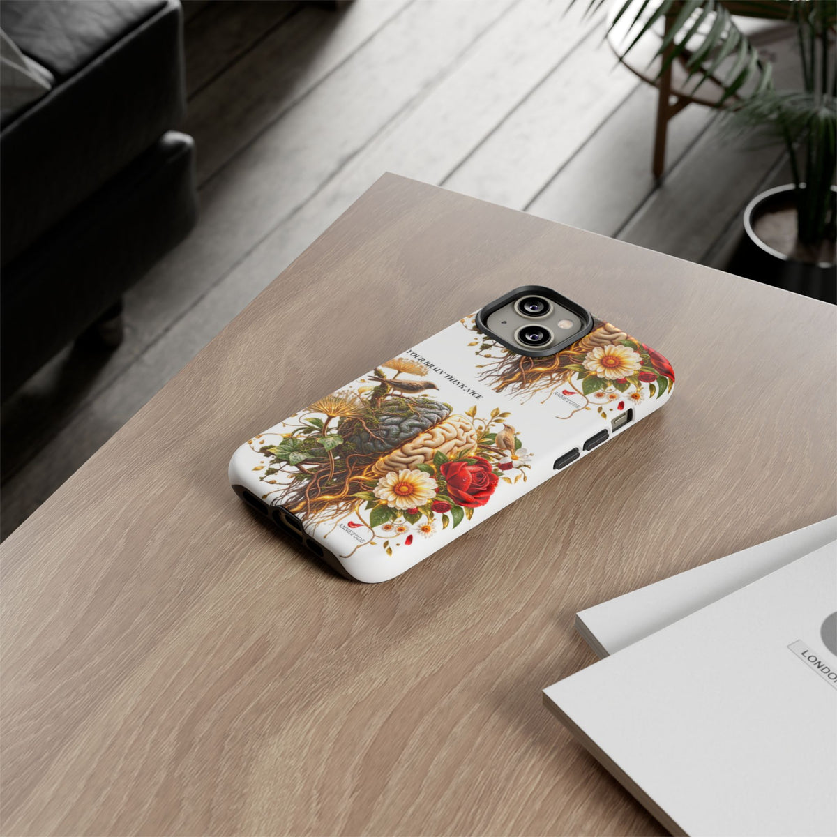Phone Case — Floral Brain Illustration Protective Cover