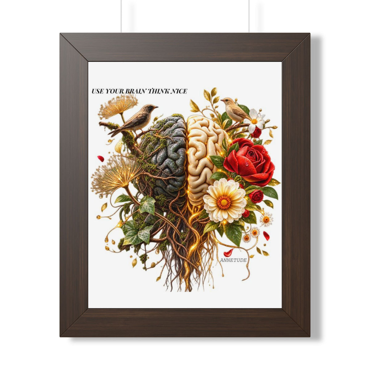 Framed Poster — 'Use Your Brain' Floral Brain Art