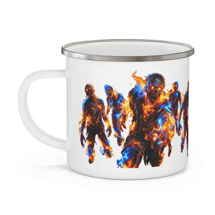 Enamel Mug — Fiery Zombie Camping Coffee Cup — view 3