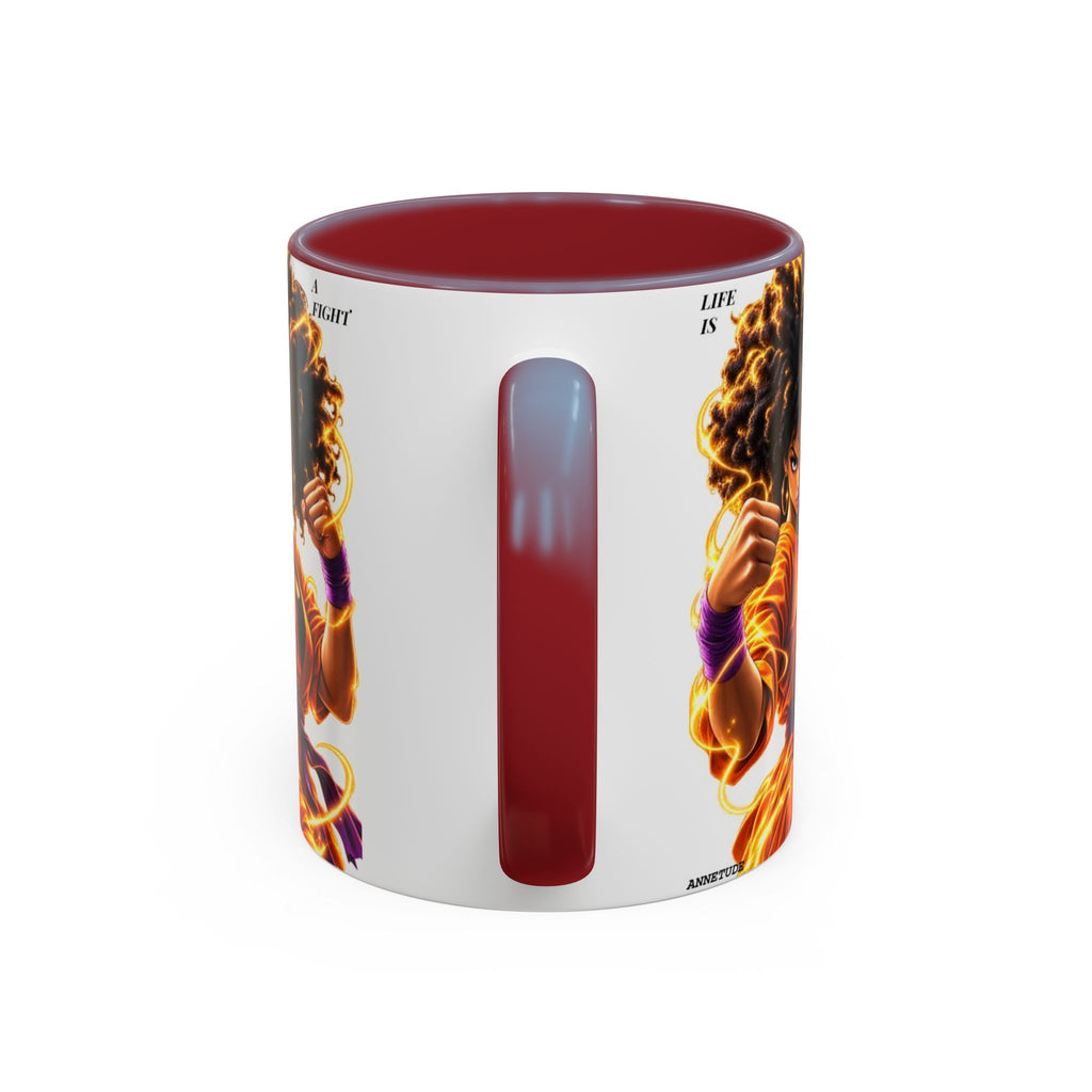 Coffee Mug — Fierce Afro Warrior Illustration Accent Mug (11/15oz)