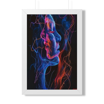 Framed Neon Abstract Woman Vertical Poster