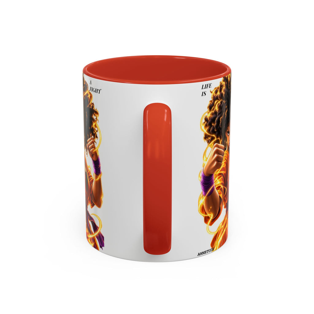 Coffee Mug — Fierce Afro Warrior Illustration Accent Mug (11/15oz)