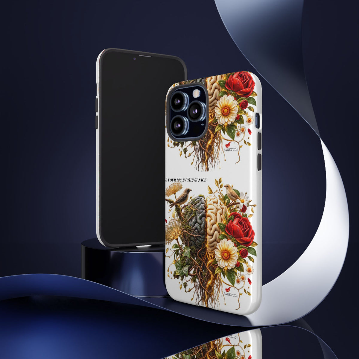 Phone Case — Floral Brain Illustration Protective Cover