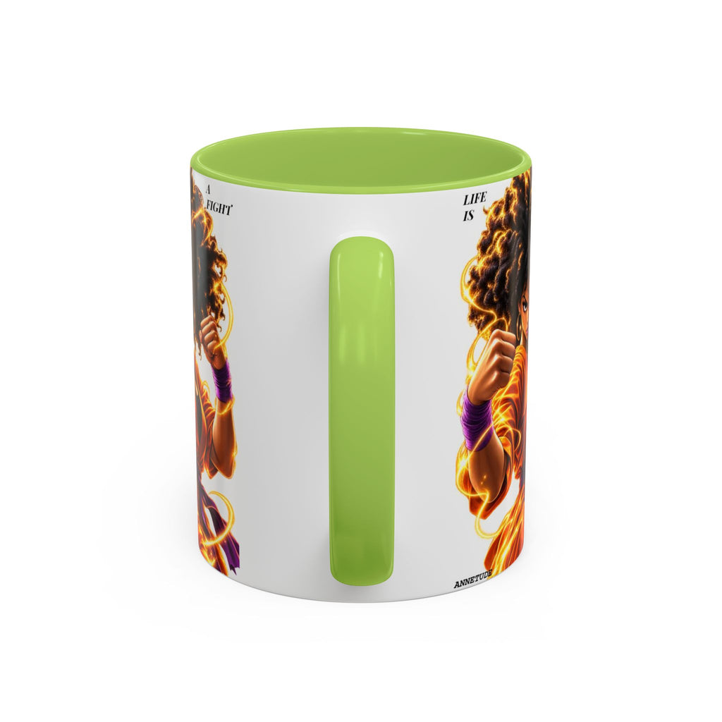 Coffee Mug — Fierce Afro Warrior Illustration Accent Mug (11/15oz)