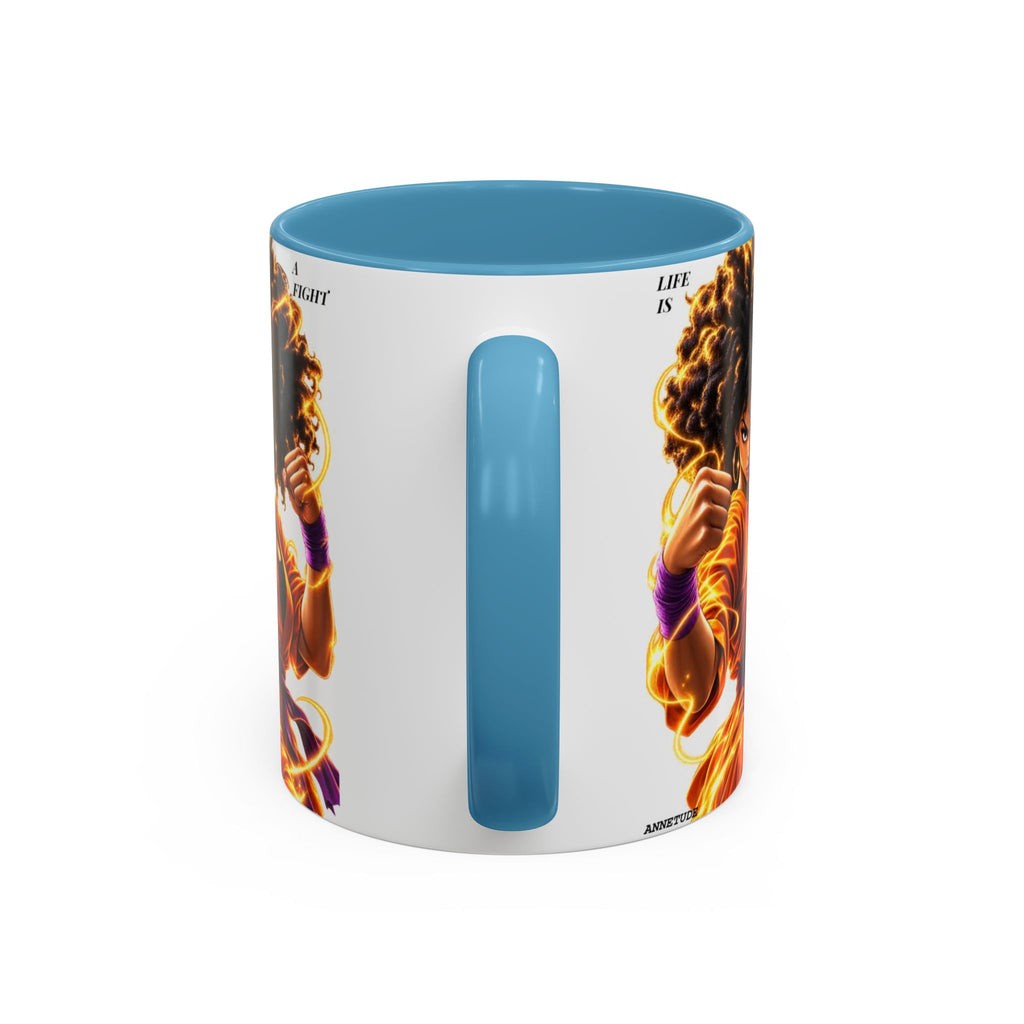 Coffee Mug — Fierce Afro Warrior Illustration Accent Mug (11/15oz)