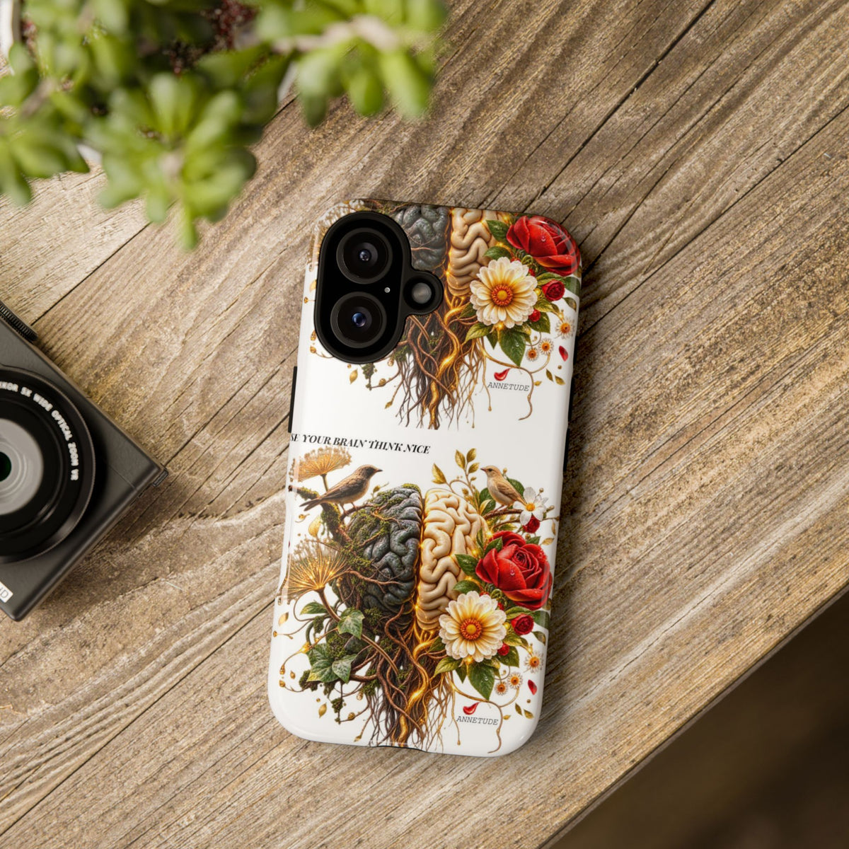 Phone Case — Floral Brain Illustration Protective Cover