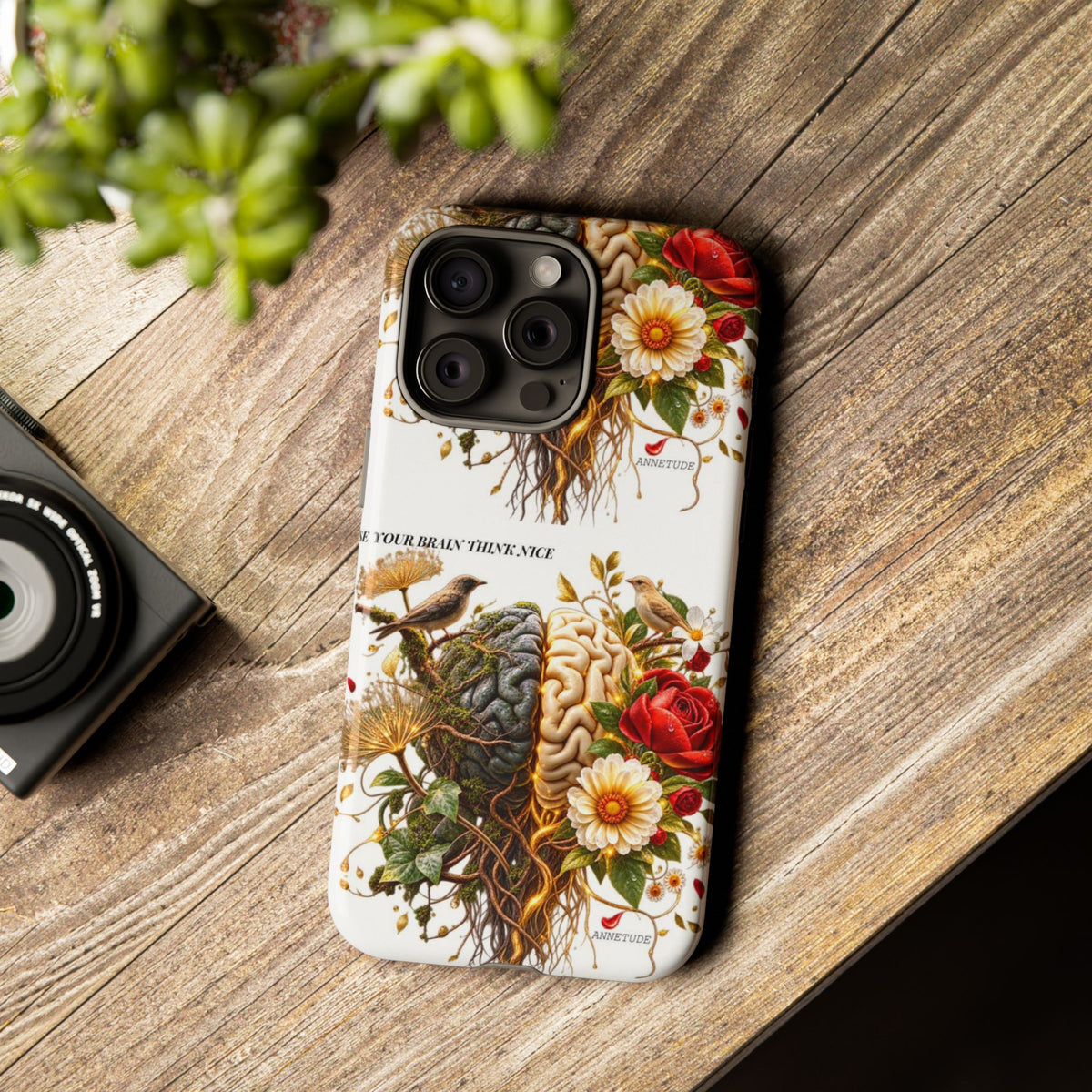 Phone Case — Floral Brain Illustration Protective Cover