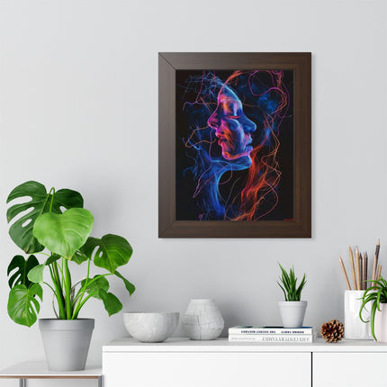 Framed Neon Abstract Woman Vertical Poster