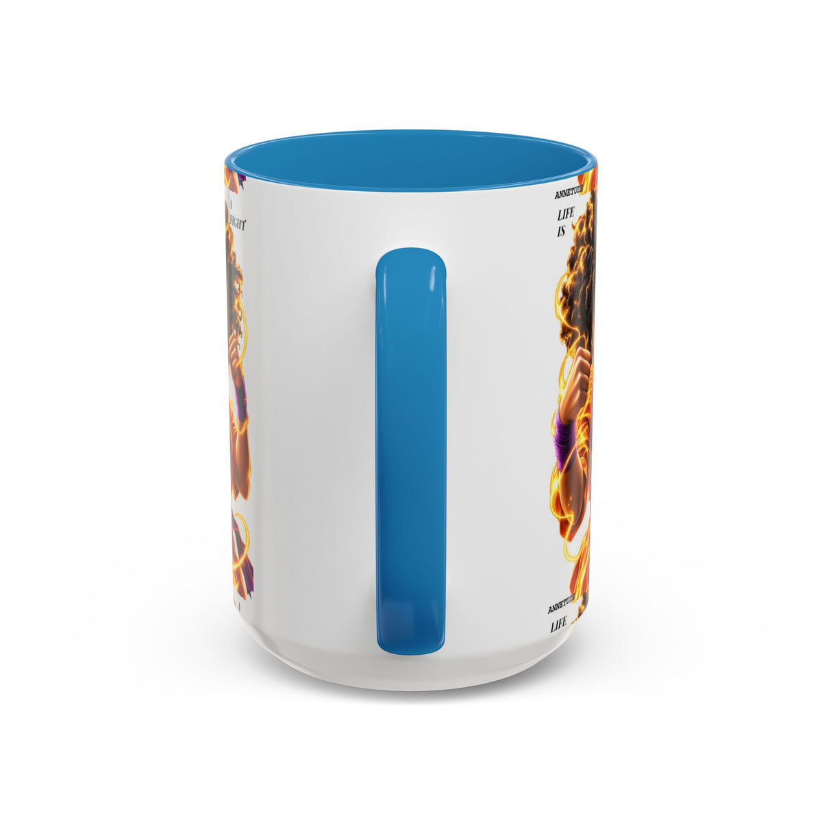 Coffee Mug — Fierce Afro Warrior Illustration Accent Mug (11/15oz)
