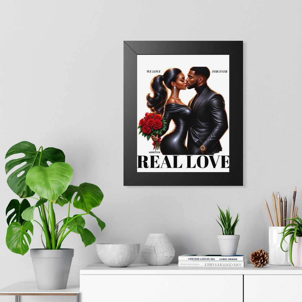 Framed Poster — "Real Love" Romantic Couple Wall Art (Valentine's Day, Anniversary Gift)