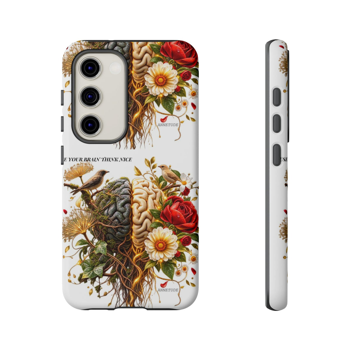 Phone Case — Floral Brain Illustration Protective Cover