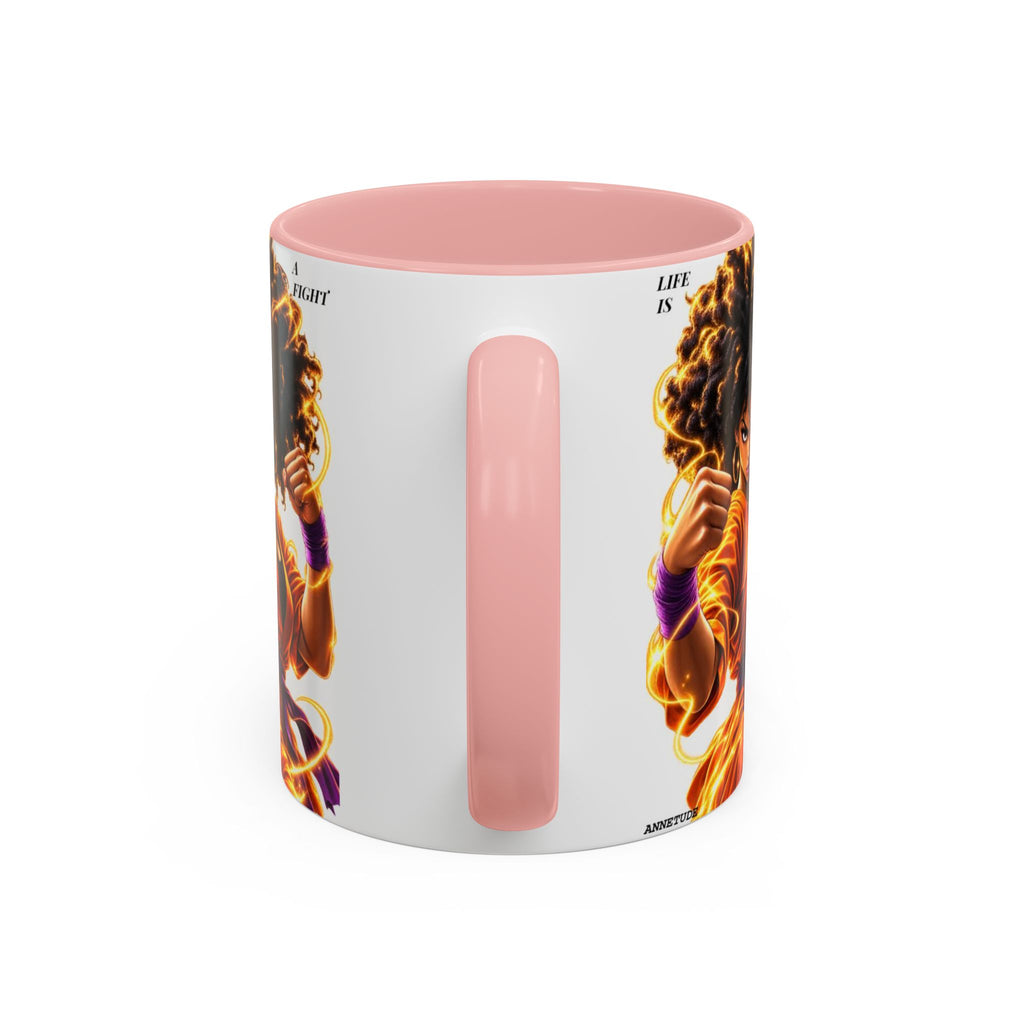 Coffee Mug — Fierce Afro Warrior Illustration Accent Mug (11/15oz)