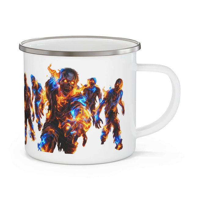 Enamel Mug — Fiery Zombie Camping Coffee Cup — view 2