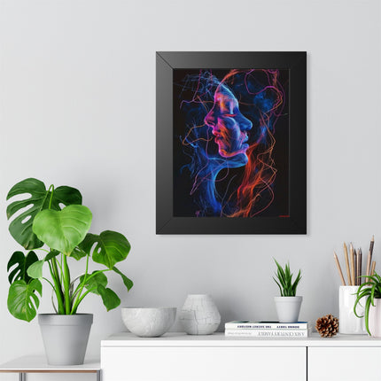 Framed Neon Abstract Woman Vertical Poster