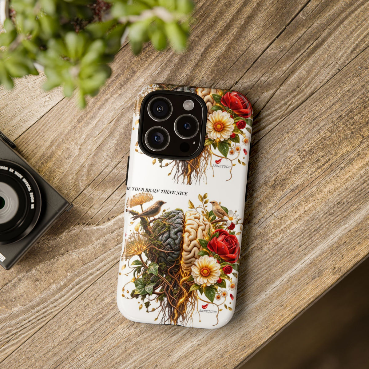 Phone Case — Floral Brain Illustration Protective Cover