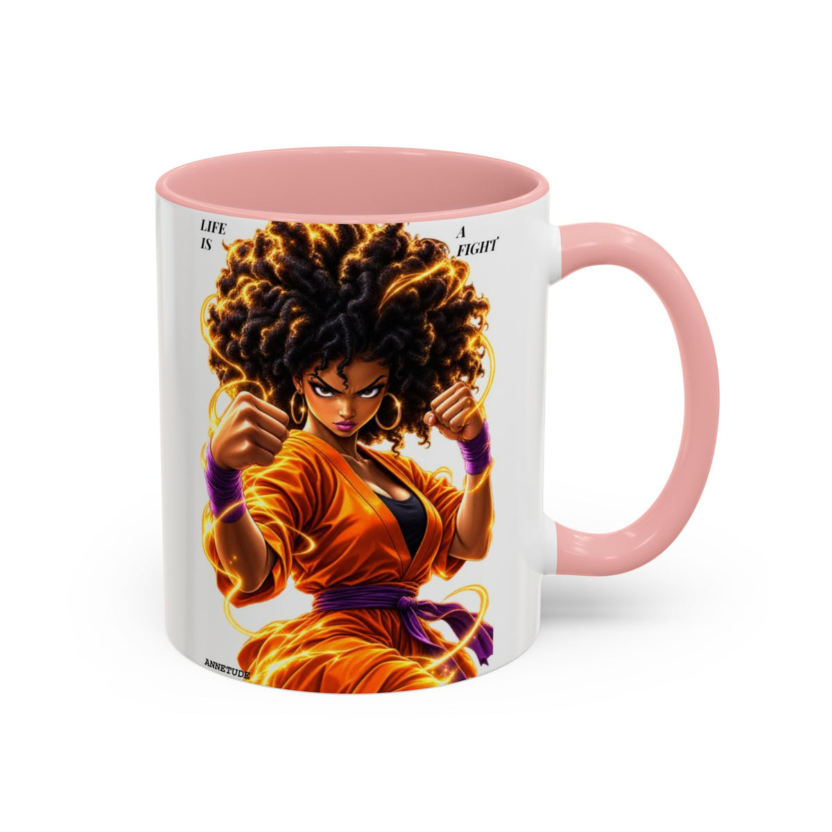 Coffee Mug — Fierce Afro Warrior Illustration Accent Mug (11/15oz)