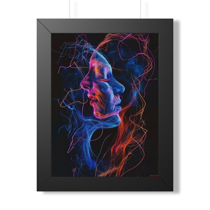 Framed Neon Abstract Woman Vertical Poster