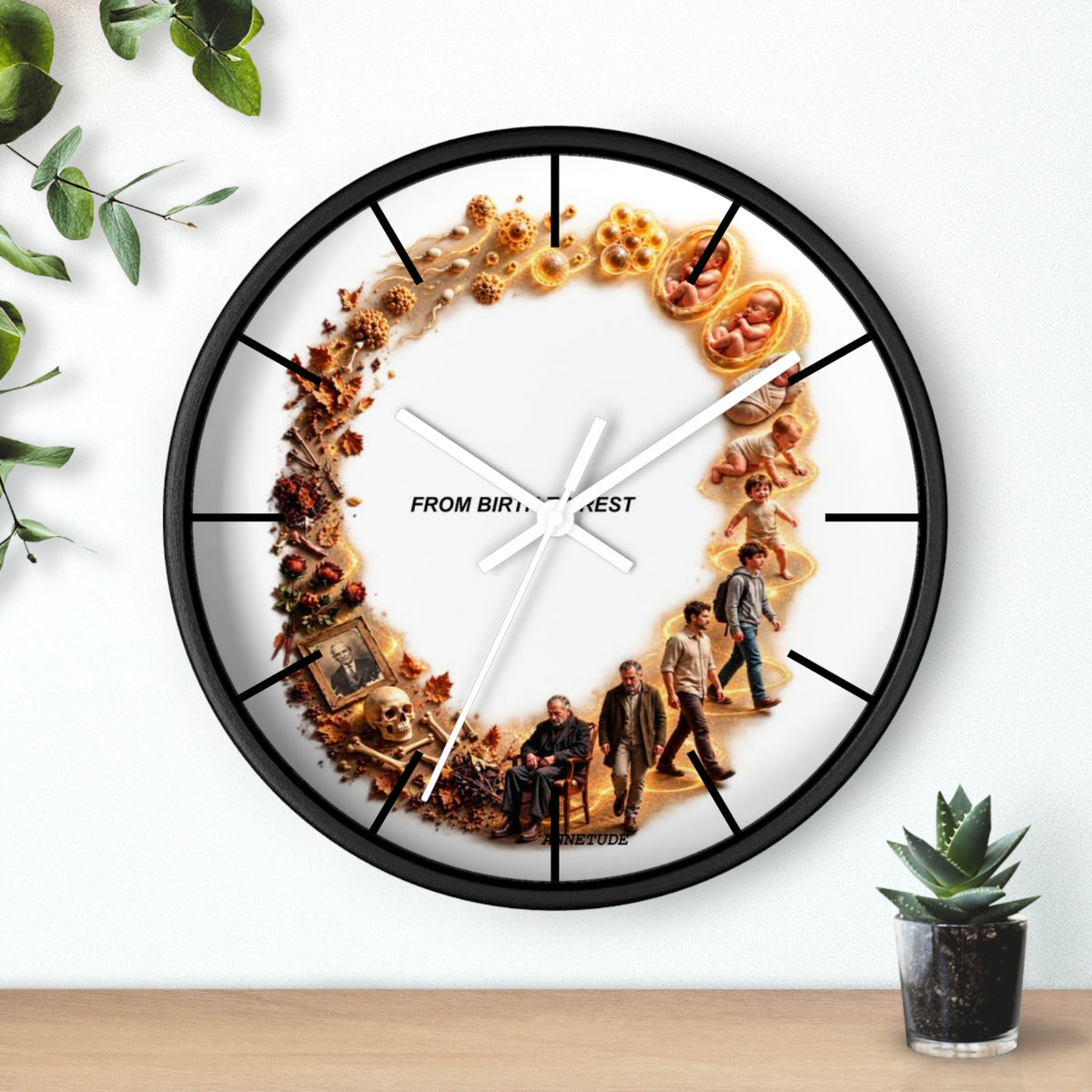 Wall Clock — 'From Birth to Rest' Time Cycle Decorative Clock