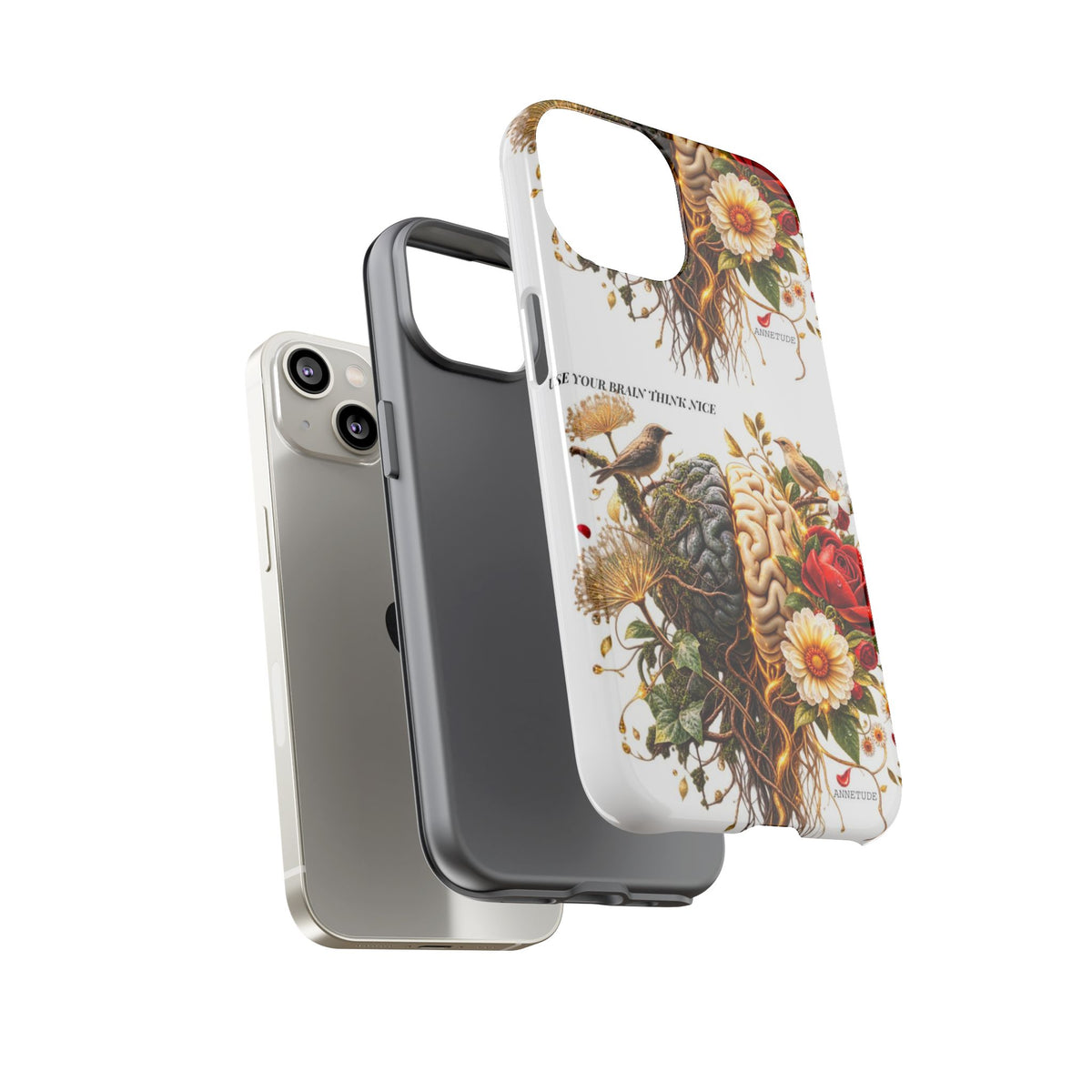Phone Case — Floral Brain Illustration Protective Cover