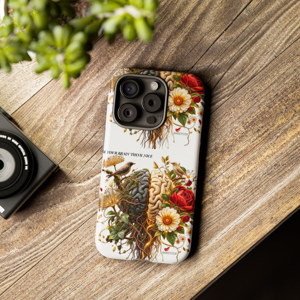Phone Case — Floral Brain Illustration Protective Cover