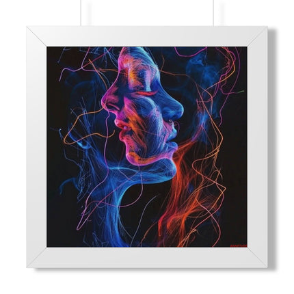 Framed Neon Abstract Woman Vertical Poster
