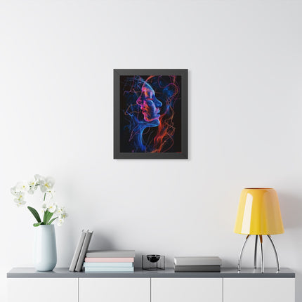 Framed Neon Abstract Woman Vertical Poster