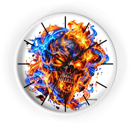 Flaming Skull Wall Clock — Fire & Ice Gothic — view 3