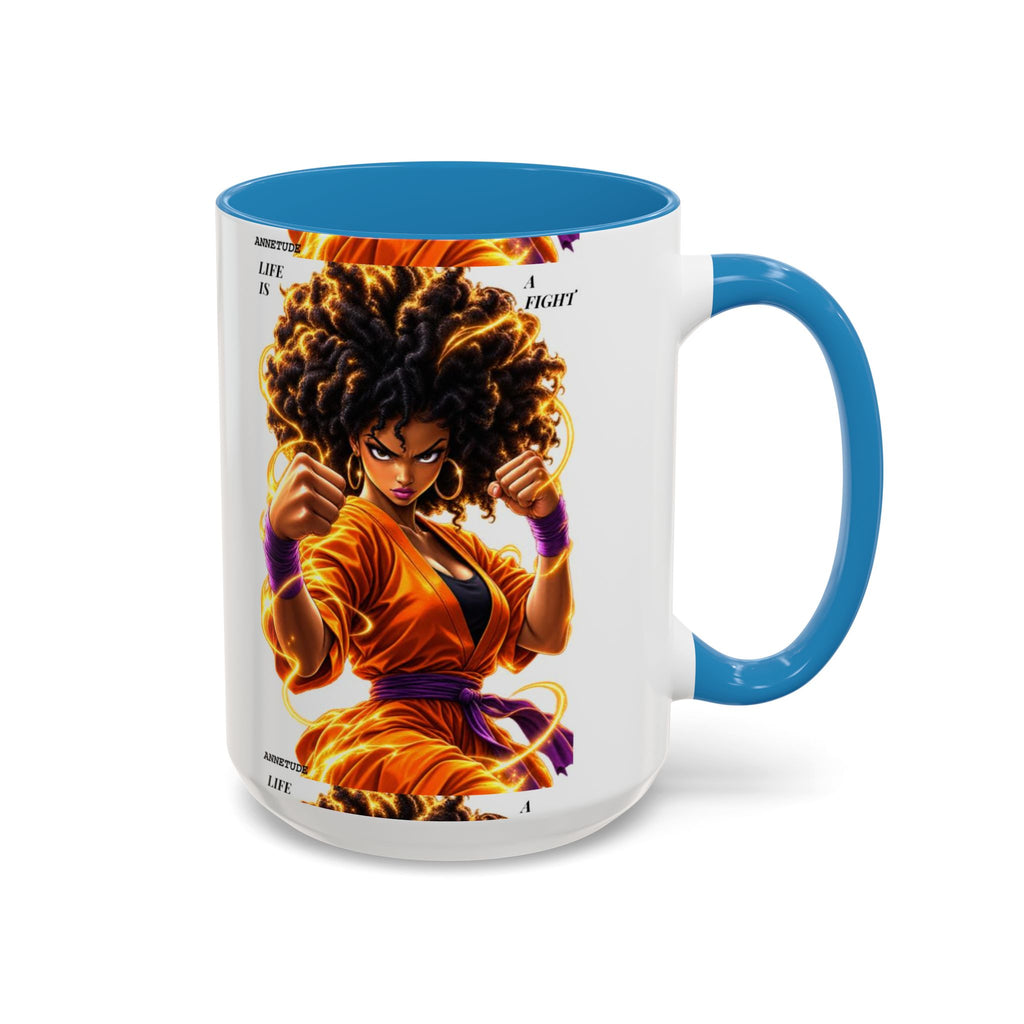 Coffee Mug — Fierce Afro Warrior Illustration Accent Mug (11/15oz)