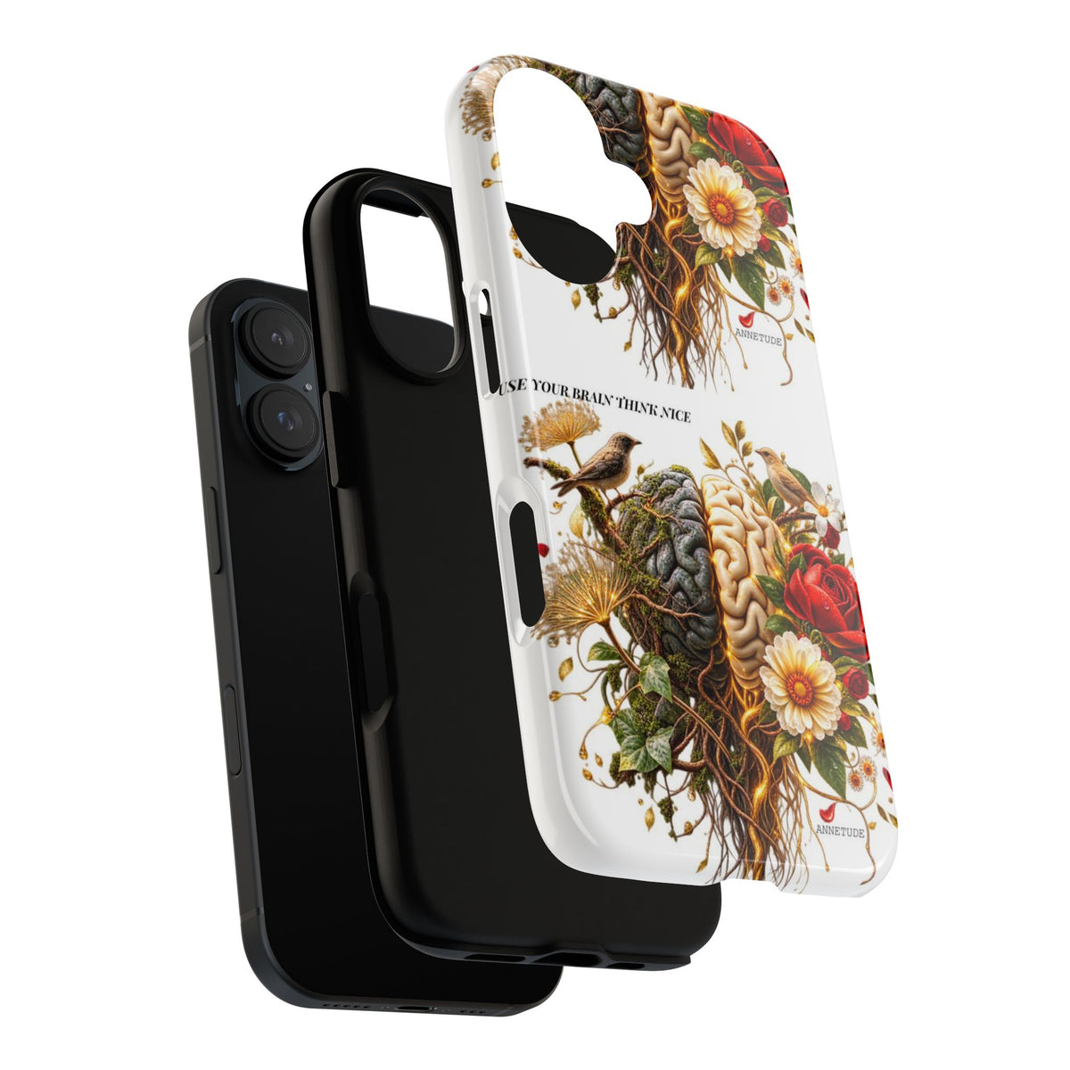 Phone Case — Floral Brain Illustration Protective Cover