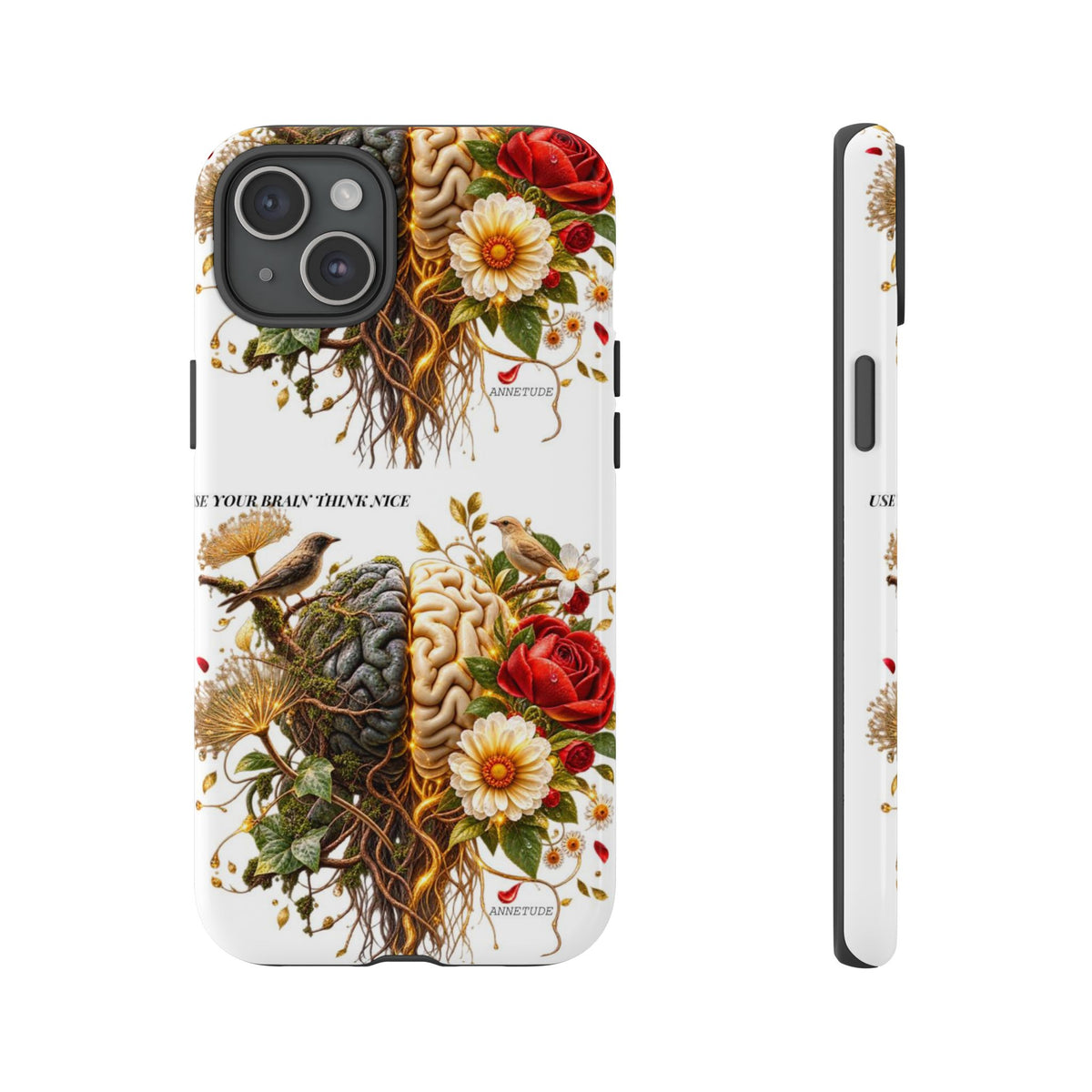 Phone Case — Floral Brain Illustration Protective Cover