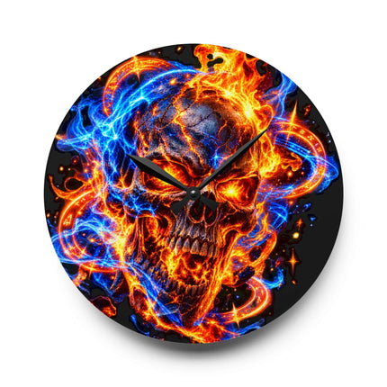 Flaming Skull Acrylic Wall Clock — Neon Fire Skull Decorative Clock — view 3
