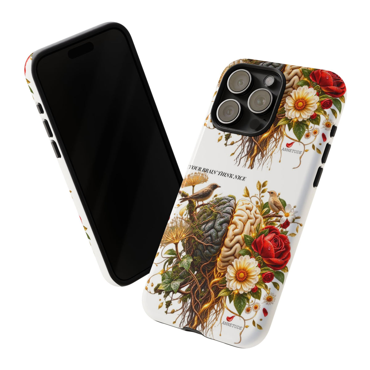 Phone Case — Floral Brain Illustration Protective Cover