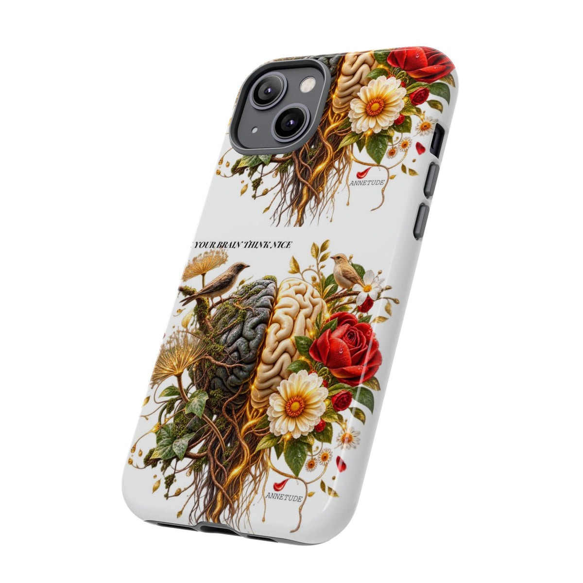 Phone Case — Floral Brain Illustration Protective Cover