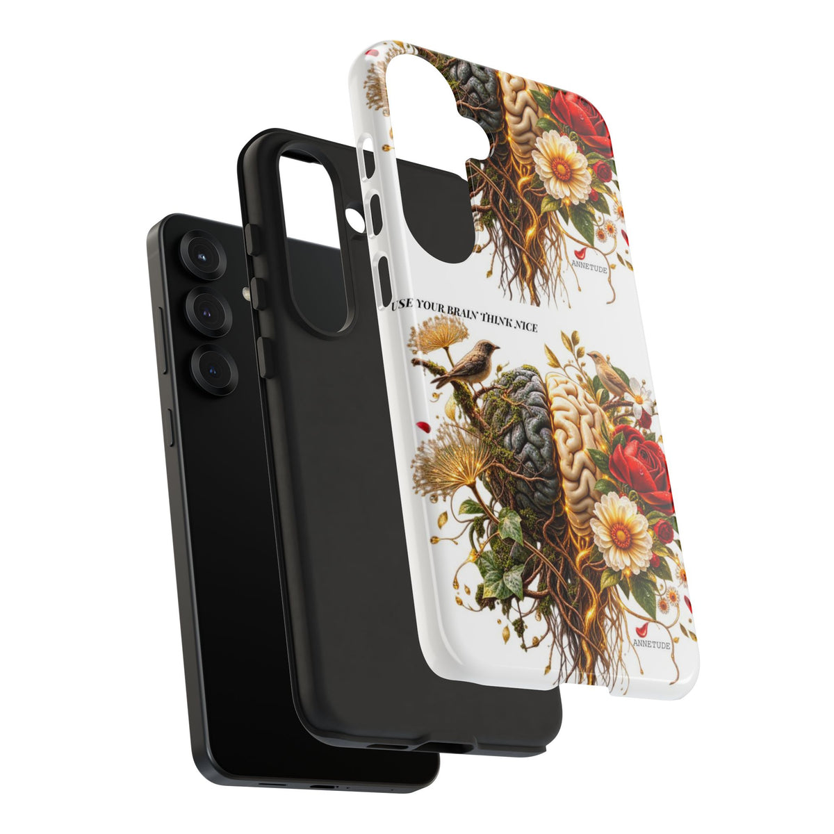 Phone Case — Floral Brain Illustration Protective Cover