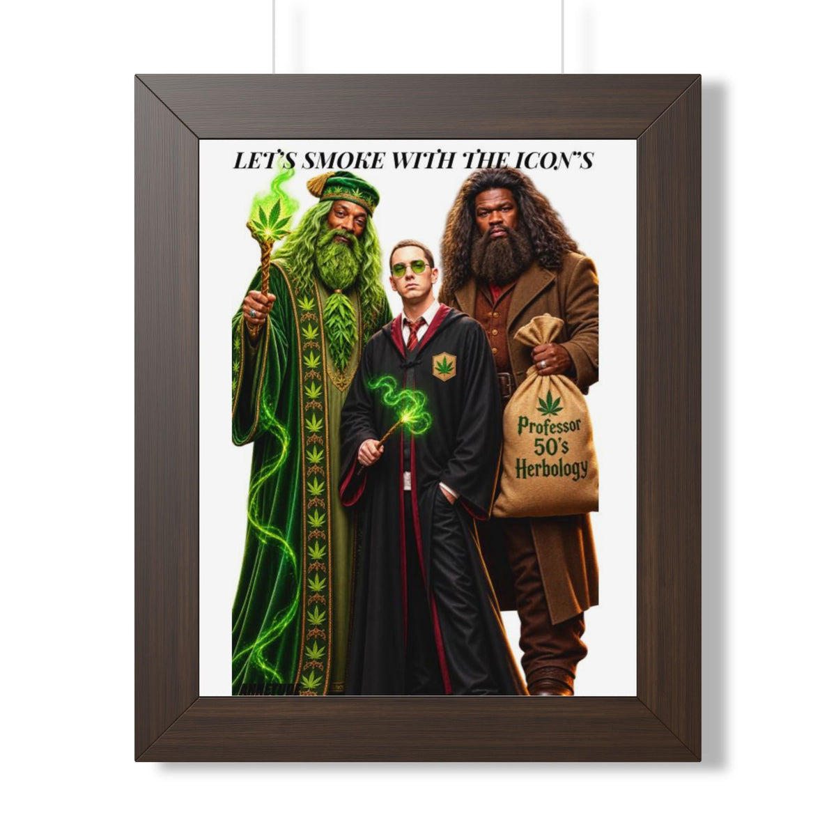 Framed Poster — "Let’s Smoke with the Icon’s" Wizard Trio Art