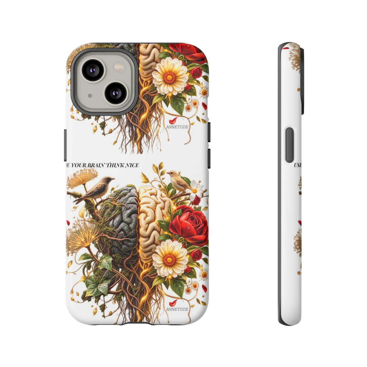 Phone Case — Floral Brain Illustration Protective Cover