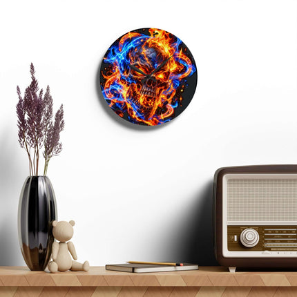 Flaming Skull Acrylic Wall Clock — Neon Fire Skull Decorative Clock — view 12