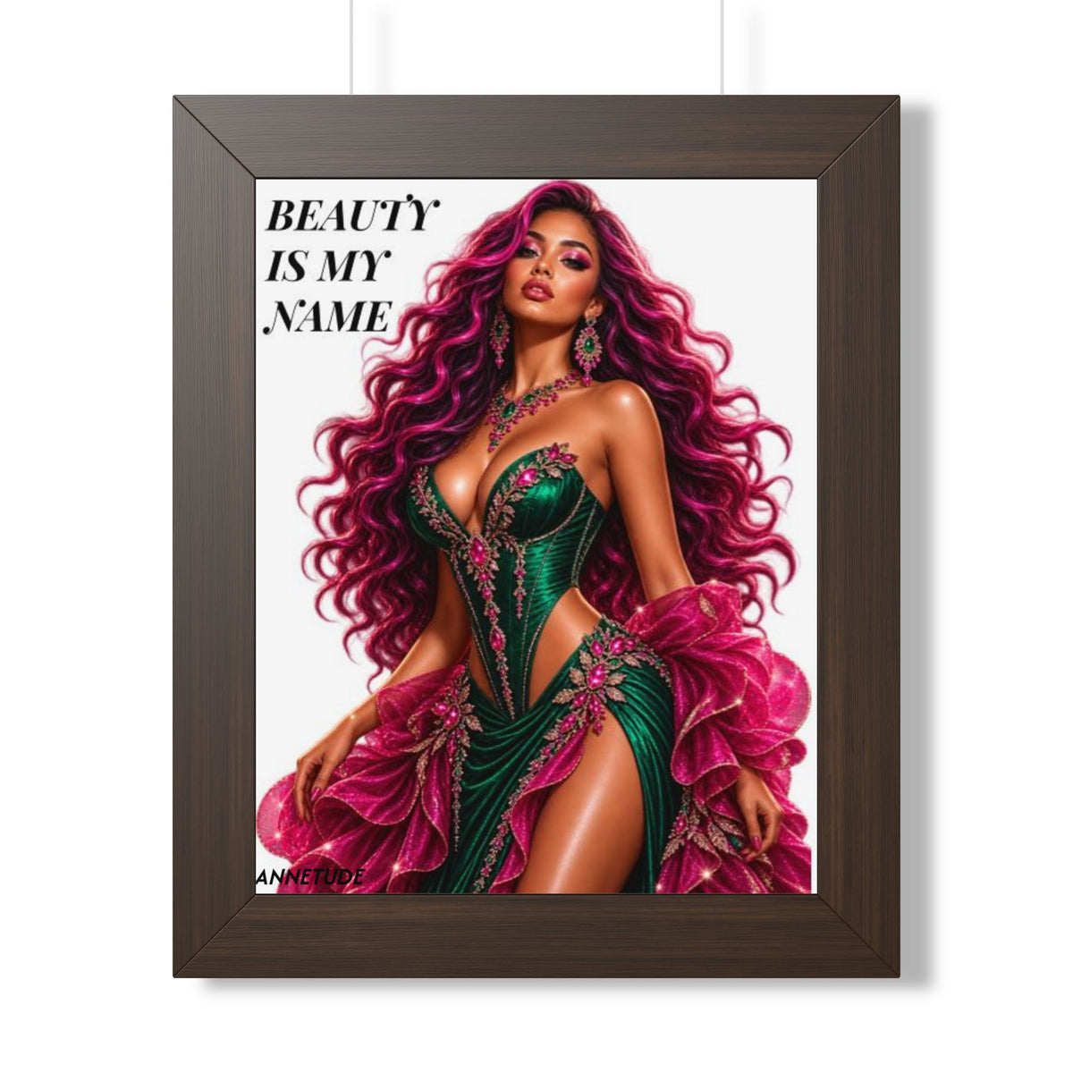 Framed Poster - "Beauty Is My Name" Glamorous Femme Portrait Art Print