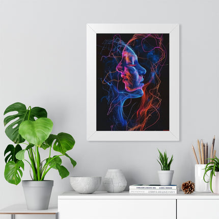 Framed Neon Abstract Woman Vertical Poster